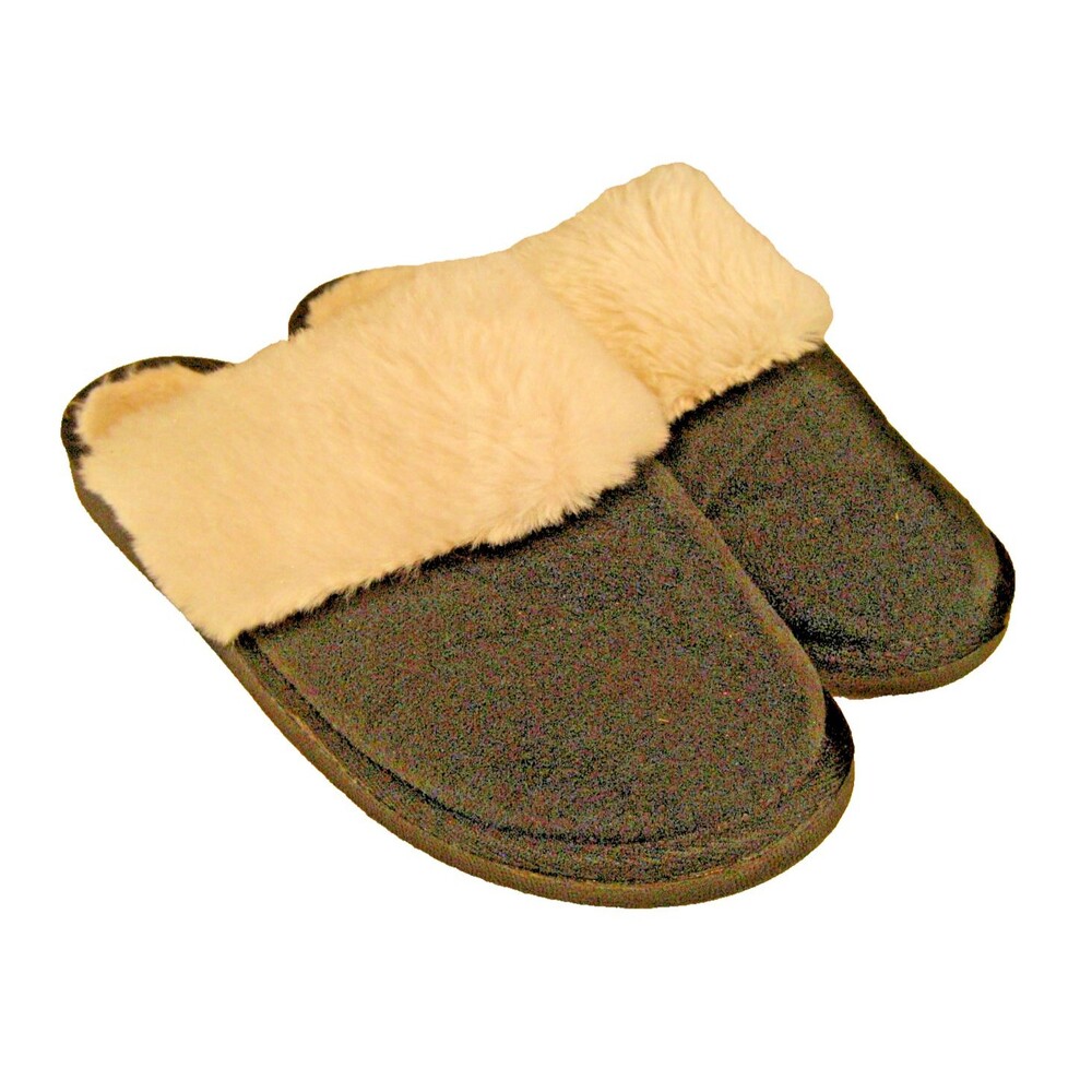 Womens NWOT BOC Born Black/White Fuzzy Slippers sz Sm